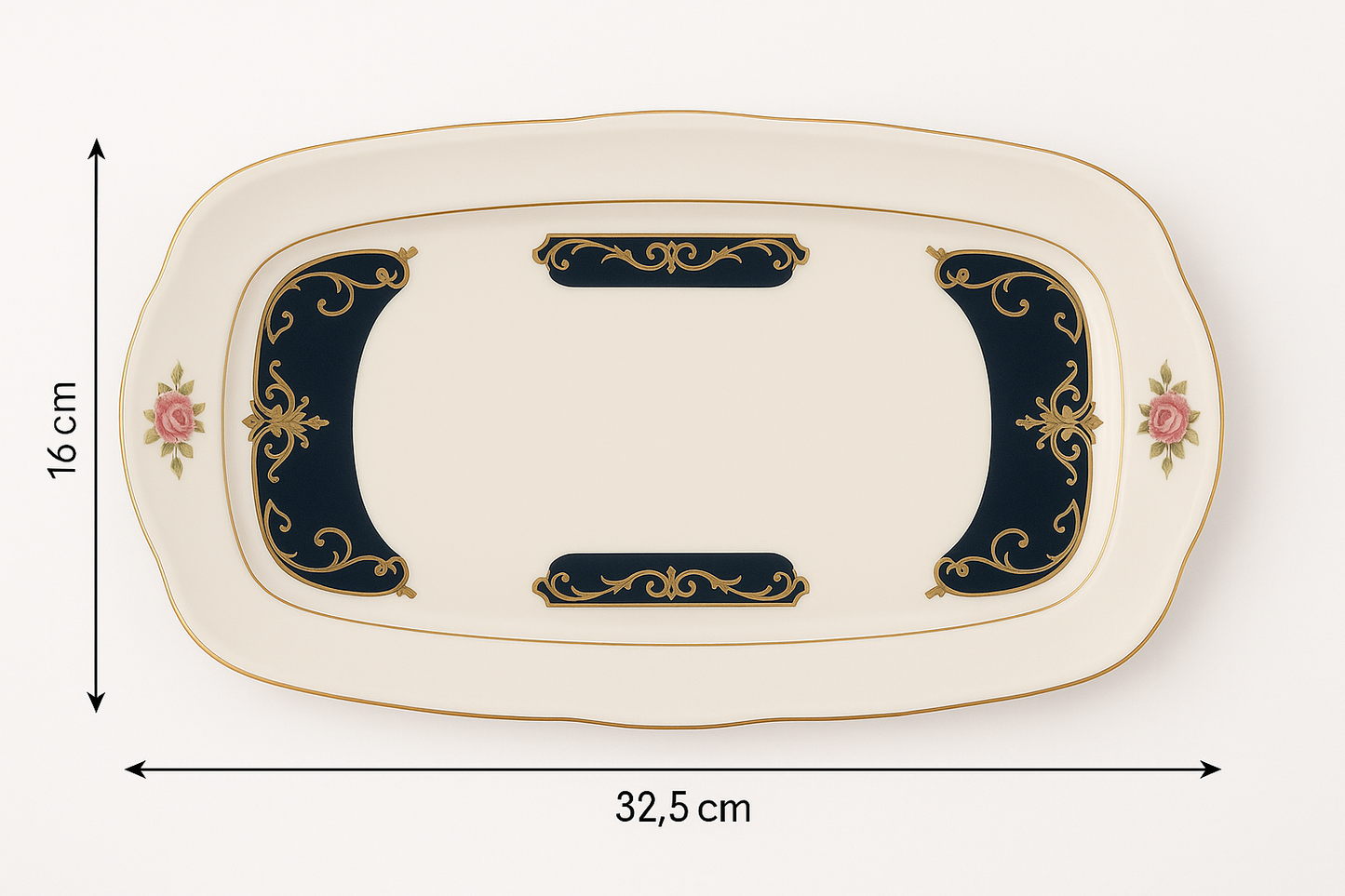 Royal Blue Collection Porcelain Serving Platter – 32.5 x 16 cm