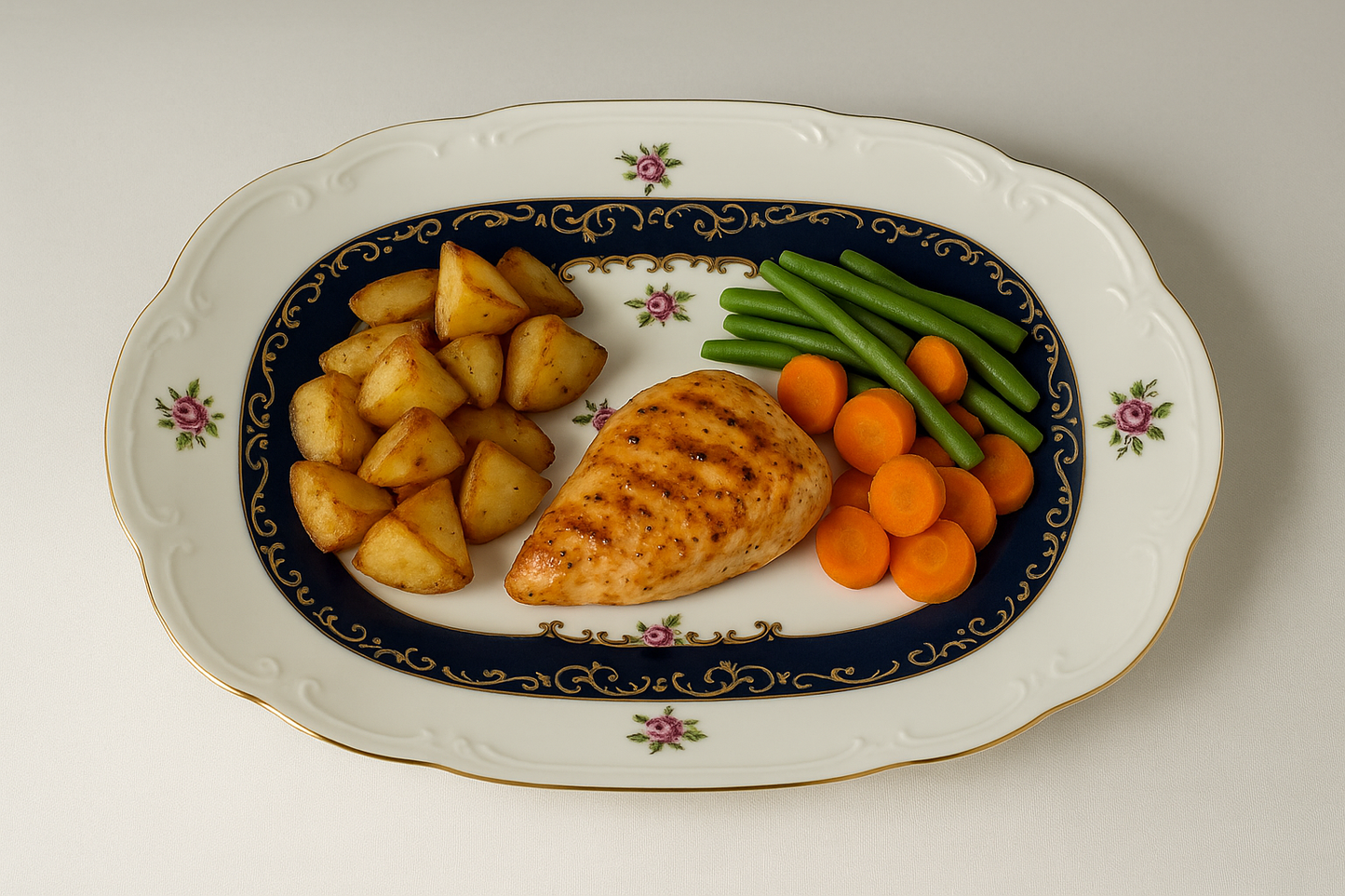 Royal Blue Collection Porcelain Serving Platter – 21 x 33.5 cm