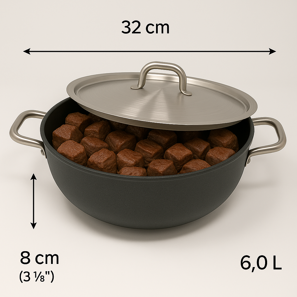 32 cm Extra Low Granite Casserole – 6.0 L, Non-Stick, Induction Base, Made in Turkey
