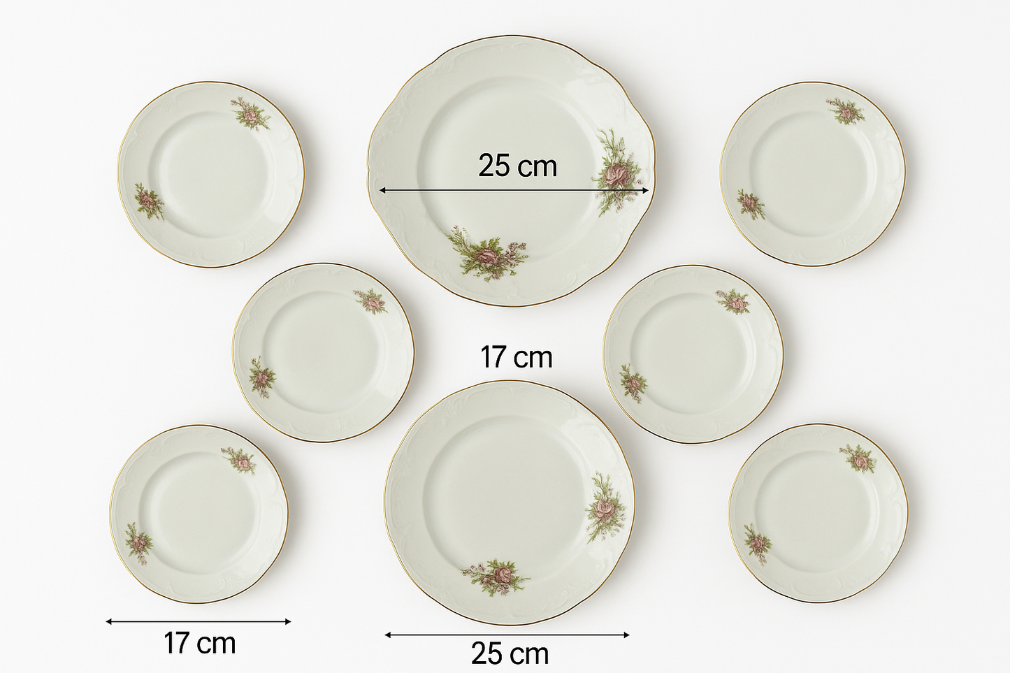 7-Piece Fine Porcelain Cake Serving Set – Vintage Style