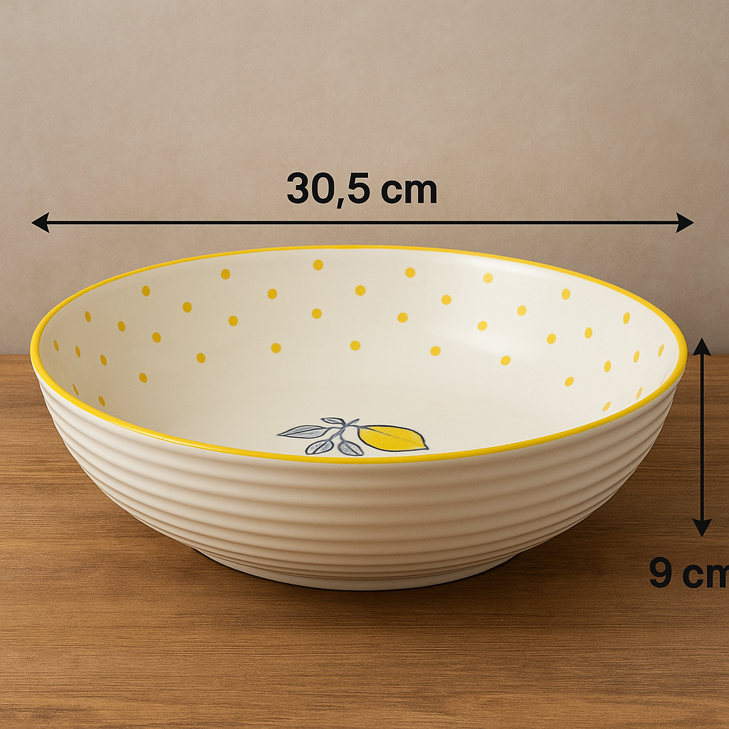 Sara Antica Fornace “Lemon” Serving Bowl – 30.5 cm, Made in Italy, Dishwasher & Microwave Safe