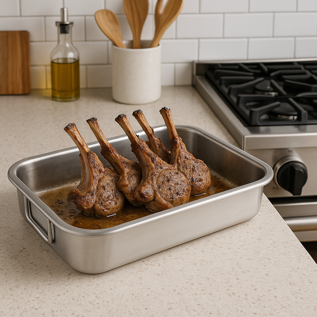 Catering Line Stainless Steel Roasting Pan – 18/10 Heavy-Duty – 25cm to 40cm