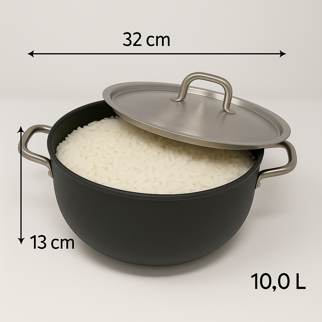 32 cm Low Casserole Granite Casserole – 10 L , Non-Stick, Induction Base, Made in Turkey