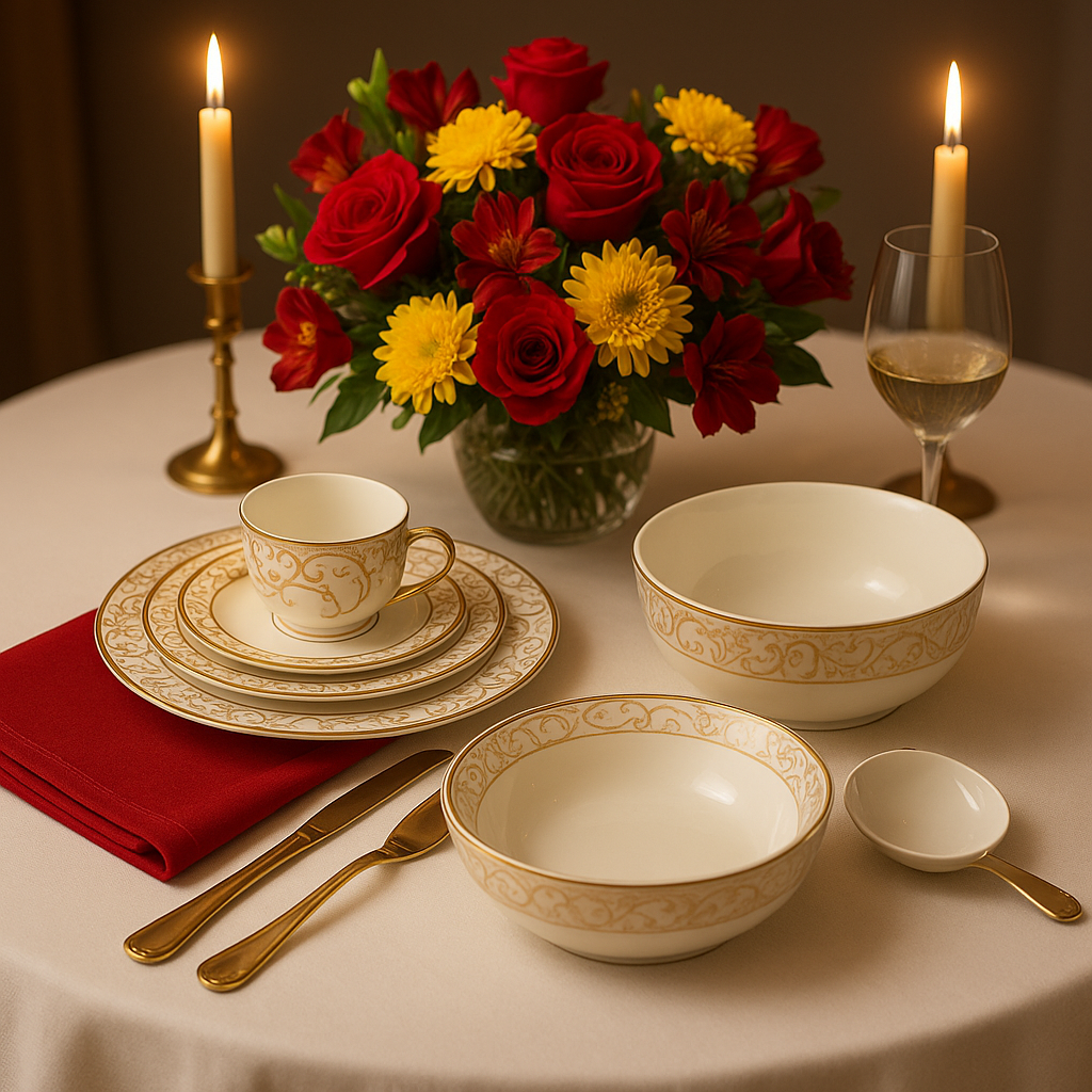 Cleopatra 32 Pcs Fine Bone China Dinner Set – Service for 6 | Elegant Tableware Made in Bangladesh