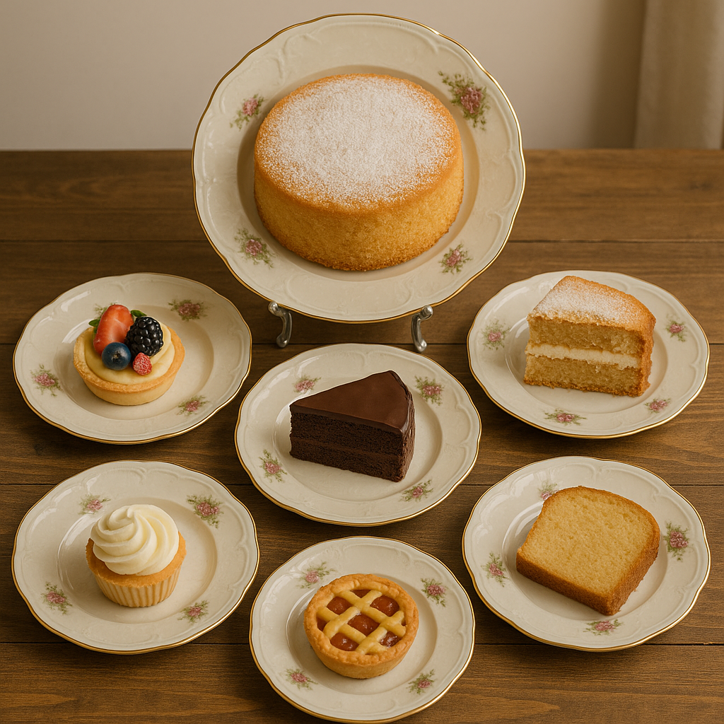 7-Piece Fine Porcelain Cake Serving Set – Vintage Style