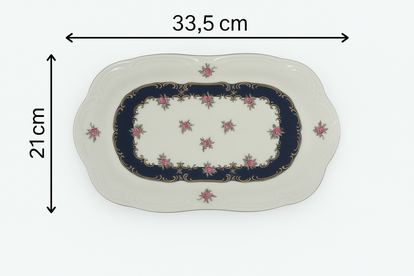 Royal Blue Collection Porcelain Serving Platter – 21 x 33.5 cm