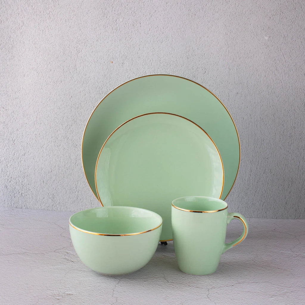 Senorita Green 16-Piece Fine Porcelain Dinnerware Set – Service for 4