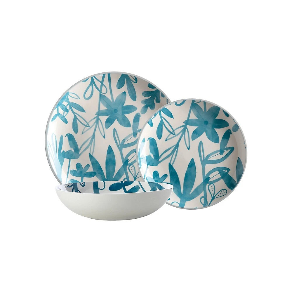 Marc Martin Dusk Printed 12-Piece Dinner Set – Blue | Dishwasher & Microwave Safe