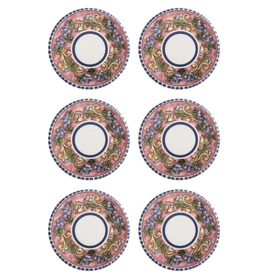 Set of 6 Salerno Grapes Plates by Maxwell & Williams – 20 cm | Authentic Italian Ceramic Tableware