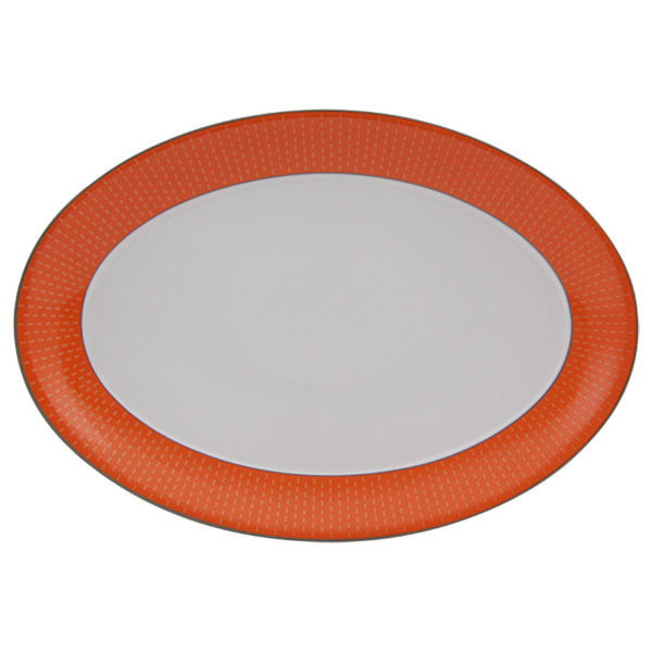 Spal 15.5β Oval Platter β Orange Stitches| Fine Porcelain | Made in Portugal π΅πΉ
