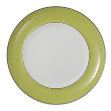 SPAL Porcelain Portugal Dinner Plate 28 CM – Handcrafted Elegance with Rainbow Stitches Green Design | Dishwasher &Microwave Safe