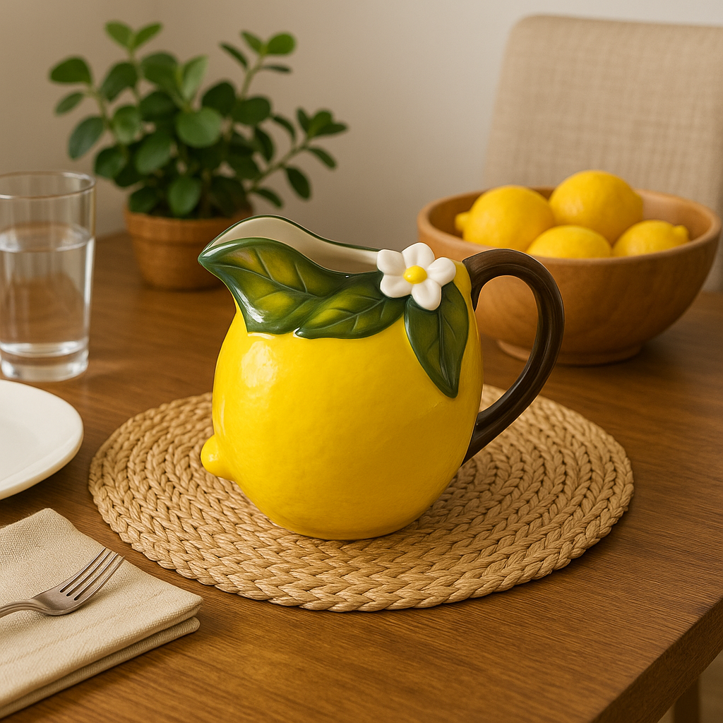 Sara Antica Fornace “Lemon” Serving Jug – 15 cm High, Made in Italy, Dishwasher Safe