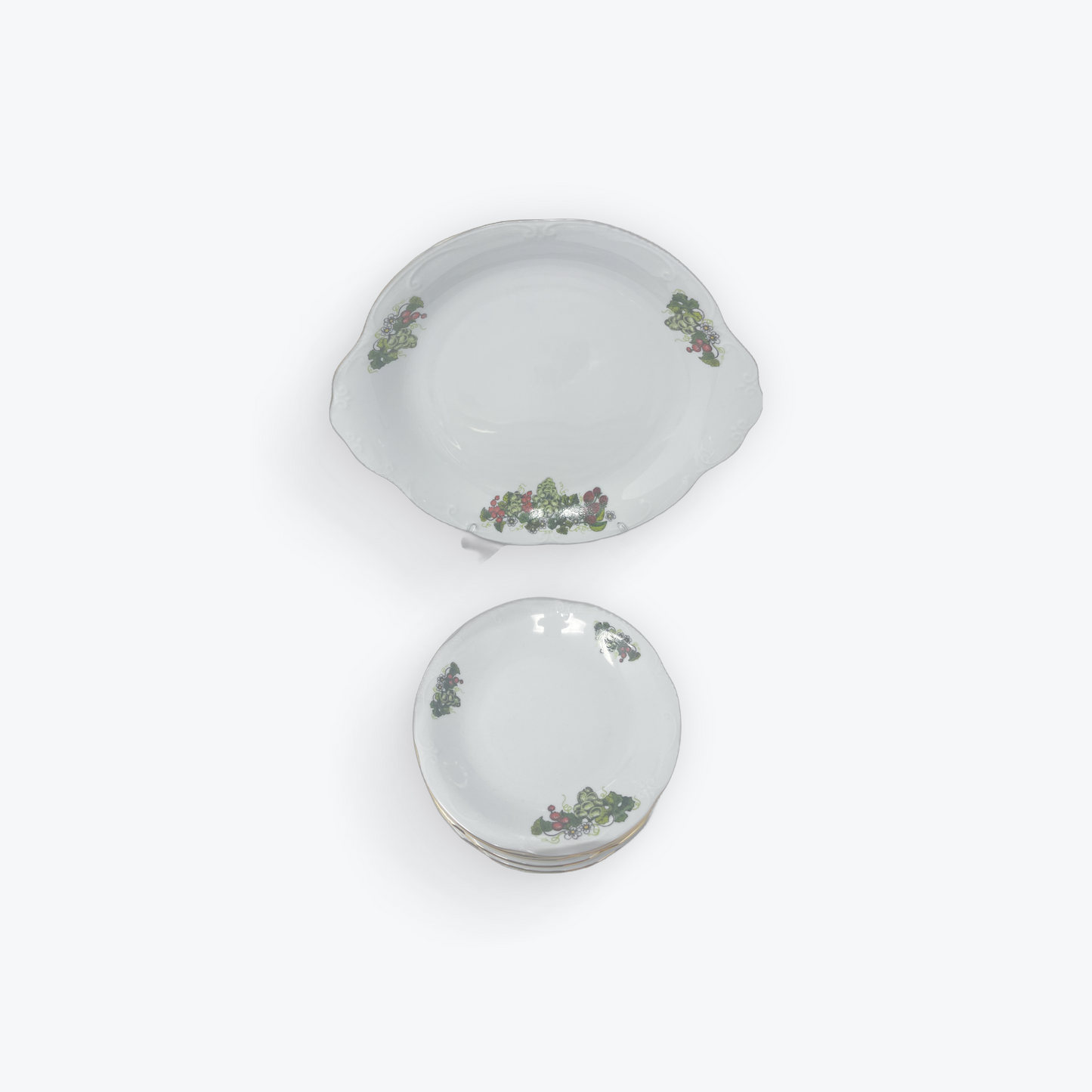 7-Piece Fine Porcelain Cake Serving Set – Vintage Style