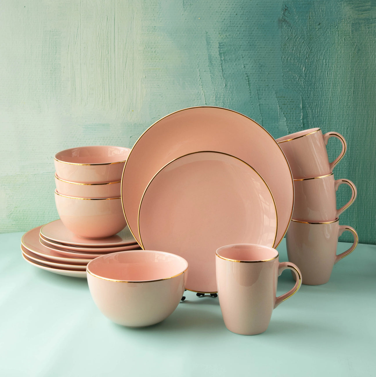 Senorita Pink 16-Piece Fine Porcelain Dinnerware Set – Service for 4