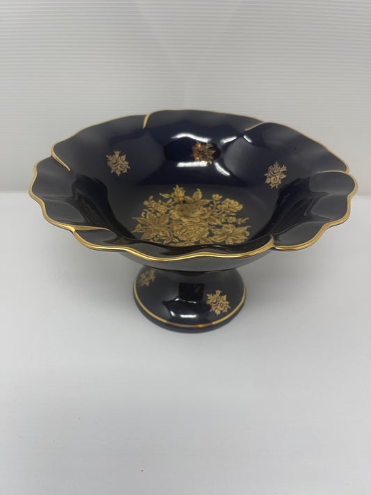 Limoges Footed Round Bowl Original Cobalt  🇫🇷