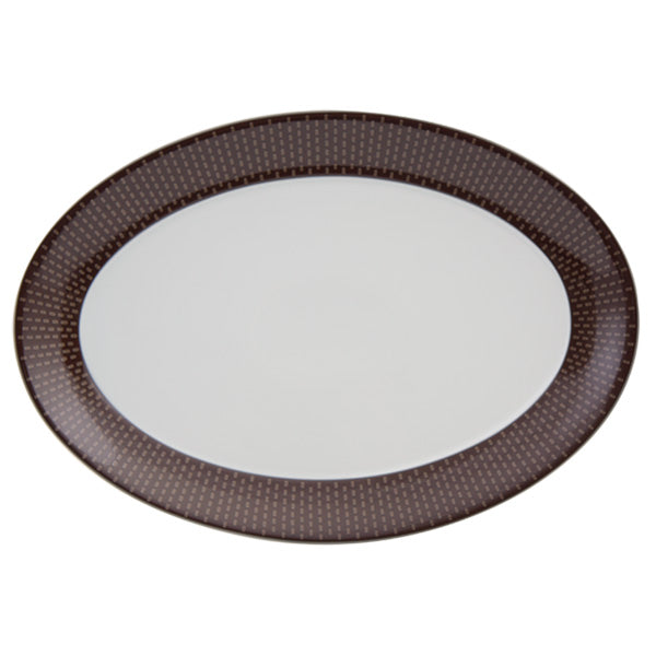 Spal 15.5” Oval Platter – Brown Stitches | Fine Porcelain | Made in Portugal 🇵🇹