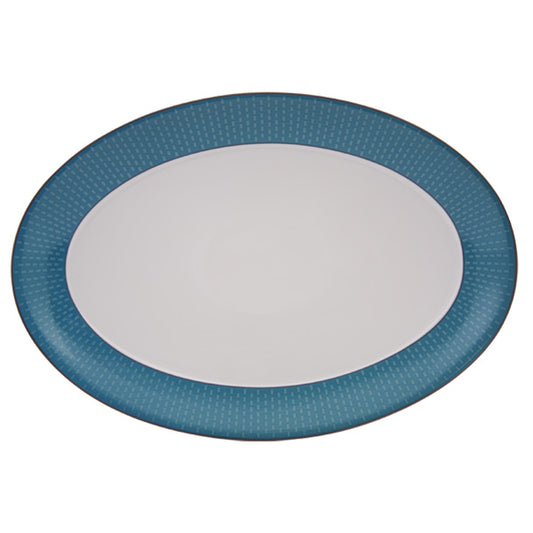 Spal 15.5” Oval Platter – Blue Stitches | Fine Porcelain | Made in Portugal 🇵🇹