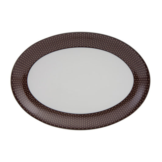 Spal 13.5” Oval Platter – Brown Stiches| Fine Porcelain | Made in Portugal 🇵🇹