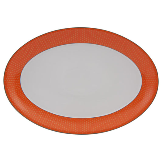 Spal 15.5” Oval Platter – Orange Stitches| Fine Porcelain | Made in Portugal 🇵🇹