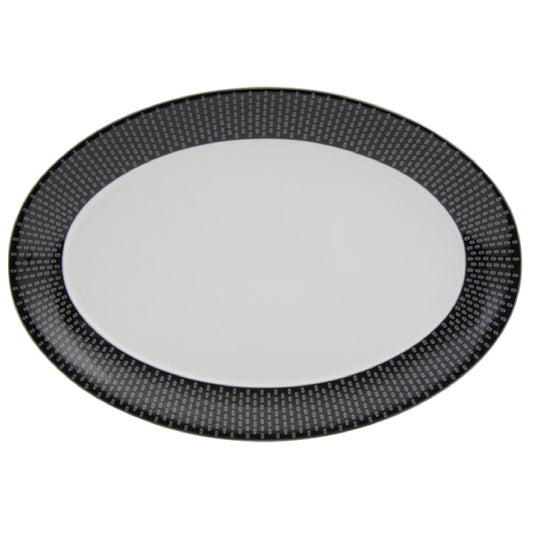 Spal 13.5” Oval Platter – Stiches Black | Fine Porcelain | Made in Portugal 🇵🇹
